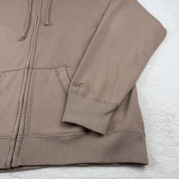 Hollister Full Zip Hoodie Sweatshirt Jacket Womens Size XS Brown Oversized - Picture 7 of 15